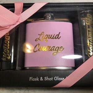PINK FLASK-Liquid Courage 2 Shot Glasses-Bottom Up
